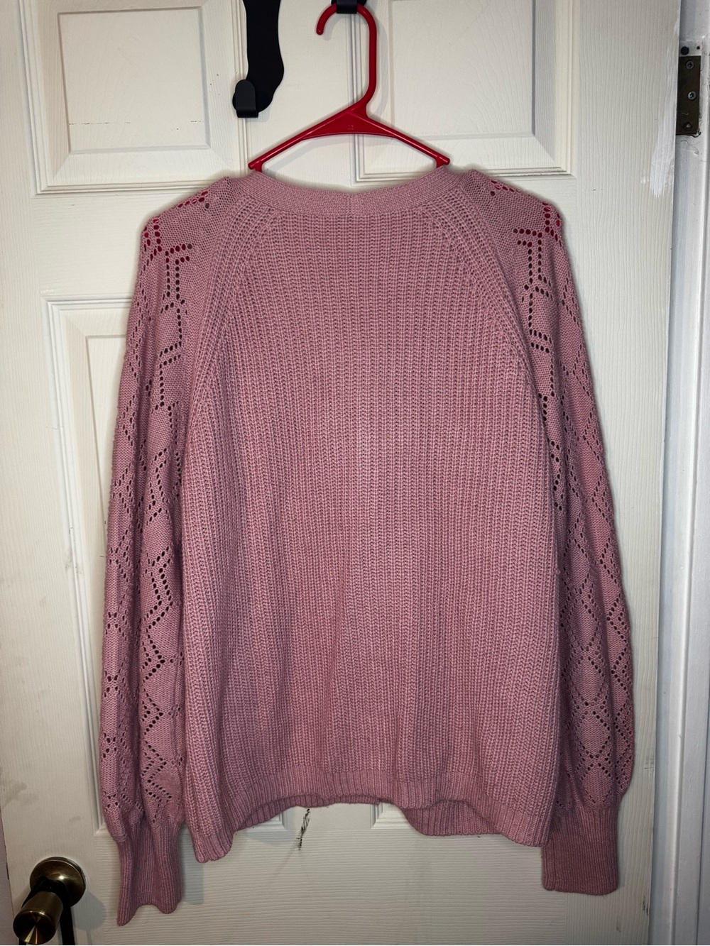 Women's Dusty Pink Knit Cardigan Sweater - XL - Picture 4 of 5